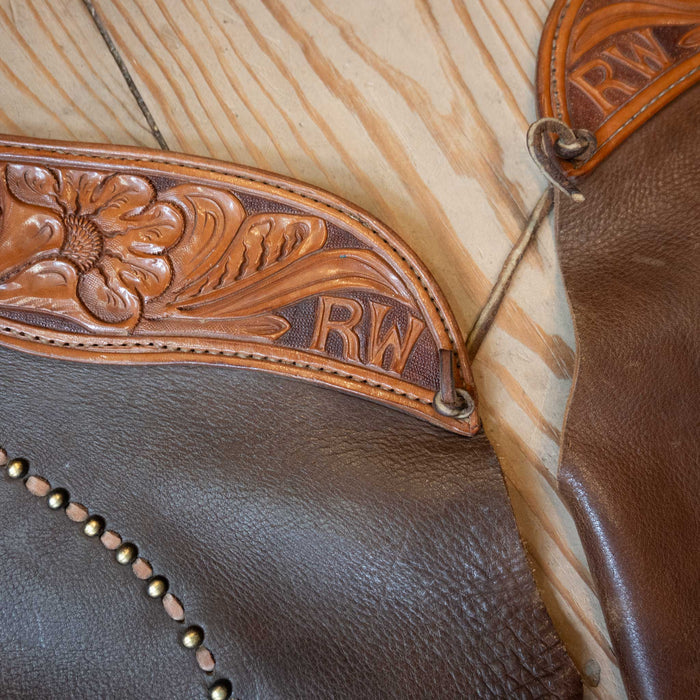 Vintage Handmade Chaps w/Card Suits & Tooled Yoke Collectibles MISC