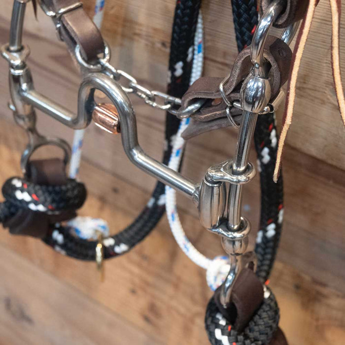 CHS Solid Port Gag Martingale Rig Tack - Training Cow Horse Supply