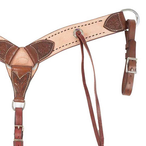 Teskey's 3" Roughout Buckstitch Breast Collar w/Strings Tack - Breast Collars Teskey's