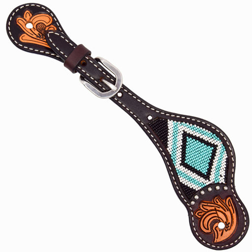 Weaver Turquoise Cross Turquoise Beaded Ladies Spur Straps Tack - Spur Straps Weaver