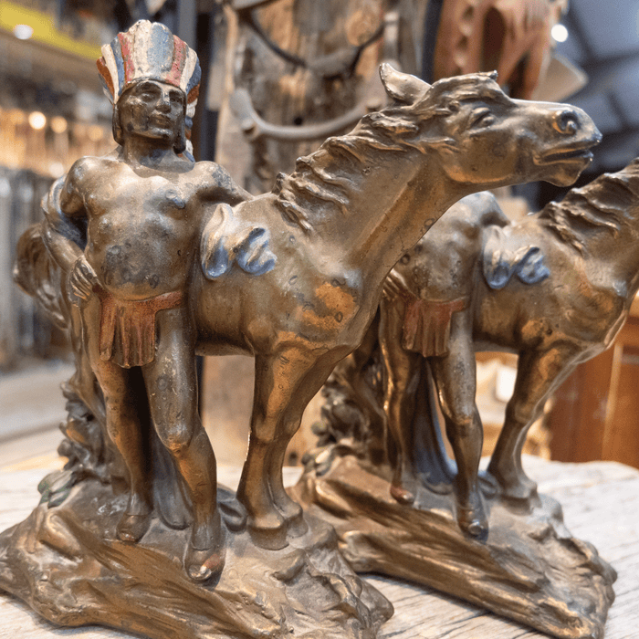 1928 Copper Native American Bookends