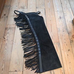Teskey's Medium All Black Rough-Out Versatility Shotgun Chaps Tack - Chaps & Chinks Teskey's