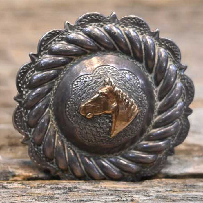 Vintage Silver Conchos w/14k Horse Head Tack - Conchos & Hardware Key Stone Bros.