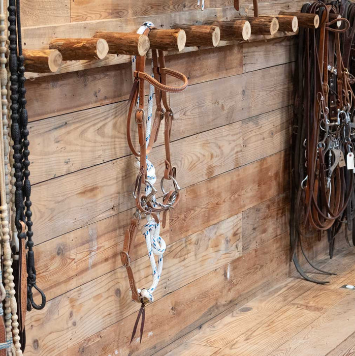 CHS Mitch D-Ring Twisted Snaffle Martingale Rig Tack - Training Cow Horse Supply