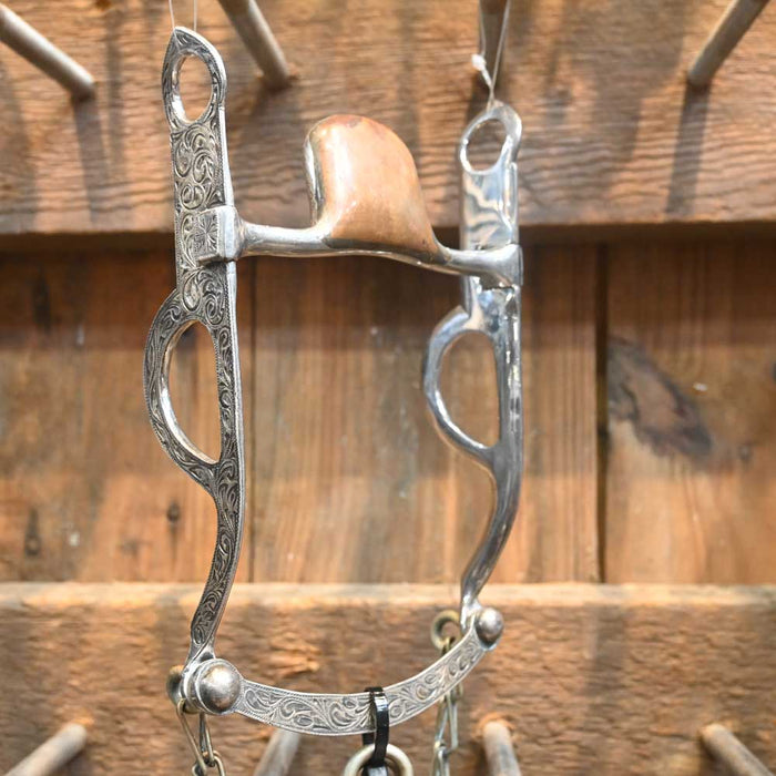 Fleming Silver Mounted Port Bit w/Rein Chains Tack - Bits Fleming