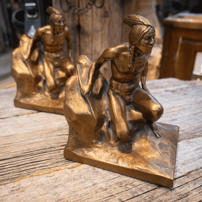 Bronze Clad Indian Seeker Bookends