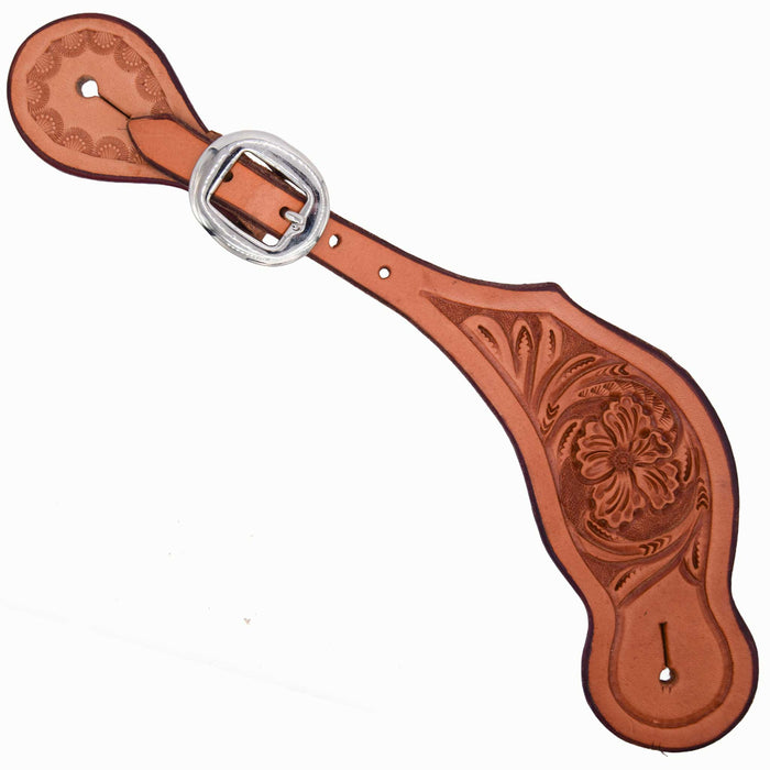 Teskey's Floral Tooled Spur Straps Tack - Spur Straps Teskey's Natural
