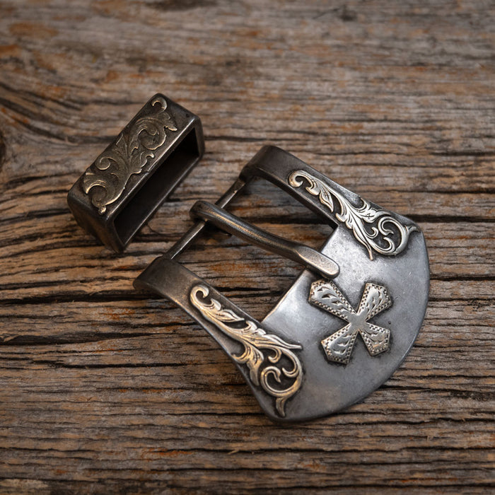 1" Kerry Kelley 2 Pc. Silver Mounted Buckle ACCESSORIES - Additional Accessories - Buckles Kerry Kelley