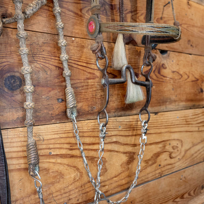 Vintage Prison made Rawhide & Horse Hair Bridle Rig & Rawhide Romels Tack - Rigs MISC