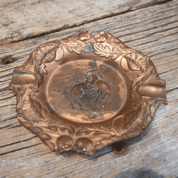 Vintage Mid Century Copper Cowboy ashtray 1871