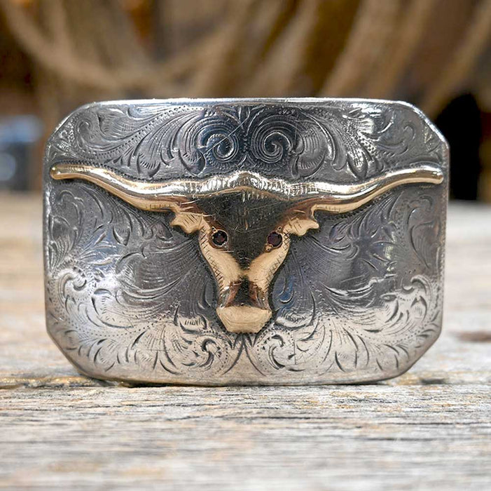 McCabe Longhorn Belt Buckle w/Rubies ACCESSORIES - Additional Accessories - Buckles McCabe