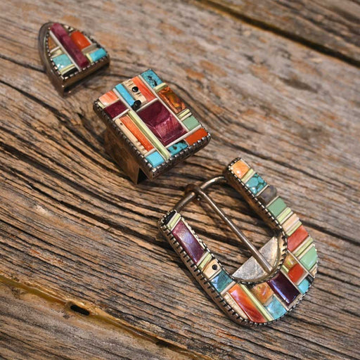 Vintage 3-Piece Colorful Zuni Belt Buckle ACCESSORIES - Additional Accessories - Buckles ZUNI TRIBE