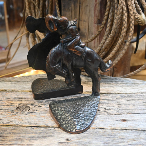 Vintage Bronze Bronc Rider Bookends Collectibles Teskey's