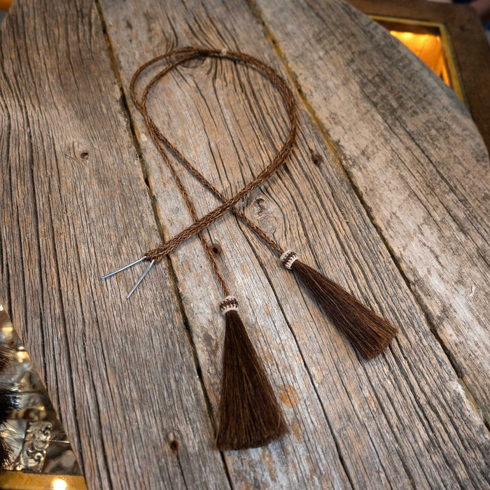 Handmade Chestnut & Tan Horse Hair Stampede Strings HATS - HAT RESTORATION & ACCESSORIES Teskey's