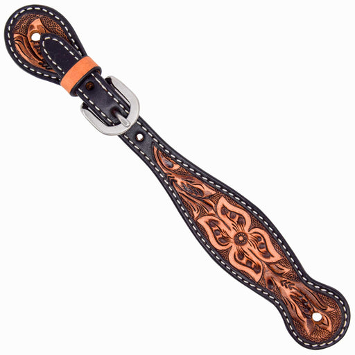 Weaver Turquoise Cross Floral Tooled Ladies Spur Straps Tack - Spur Straps Weaver