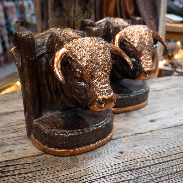 Vintage & Rare Metal Dodge Inc. Hereford Bull Bookends