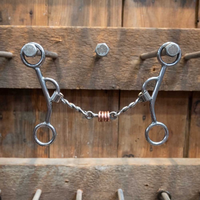 Schoneberg 3.5" Peter Twisted Wire Dog Bone w/ Copper Rings Bit Tack - Bits Schoneberg
