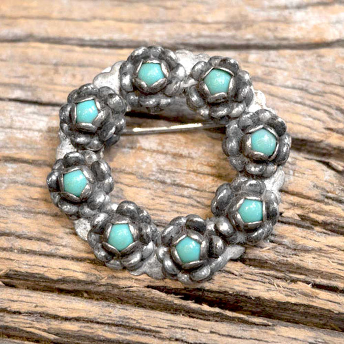 Vintage Round Turquoise Lapel Pin WOMEN - Accessories - Jewelry - Pins & Pendants MISC