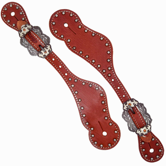 Weaver Ladies Harness Contour Spur Straps w/Dots Tack - Spur Straps Weaver