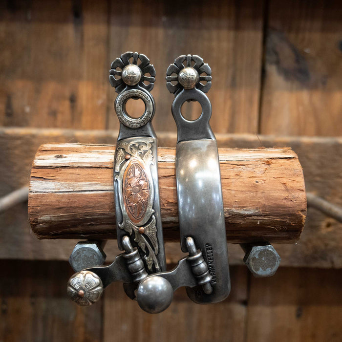 Kerry Kelley Spurs w/ Teal Rowel Tack - Spurs Kerry Kelley