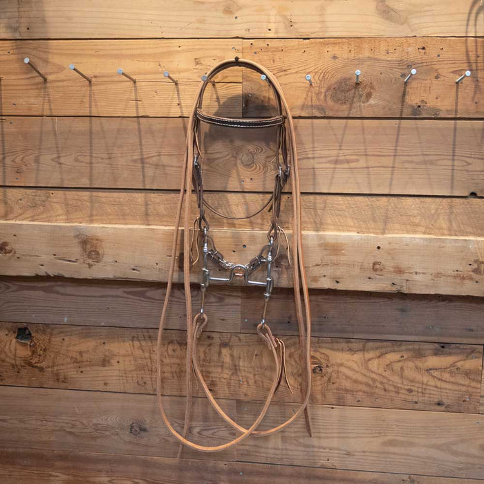 CHS Solid Port Gag Bridle Rig Tack - Training Cow Horse Supply