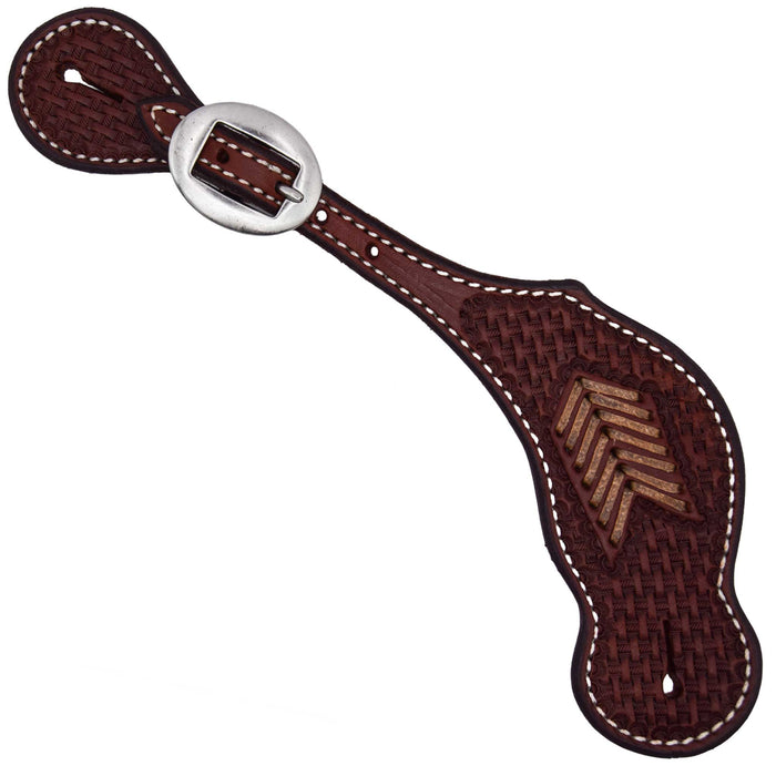 Teskey's Basketweave Spur Straps w/Rawhide Accents Tack - Spur Straps Teskey's Heavy Oil