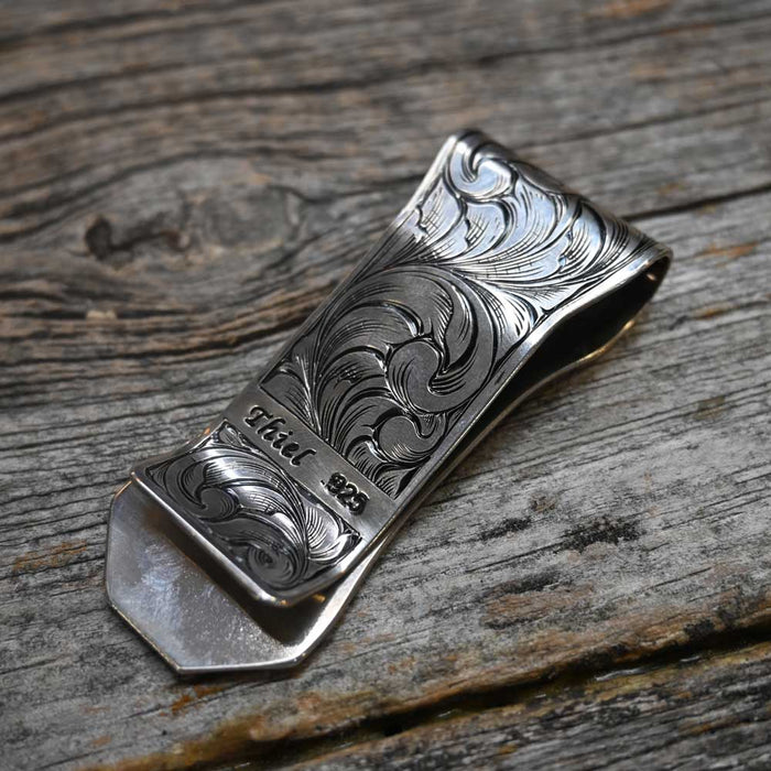 Thiel Handmade Silver Engraved Money Clip Collectibles Thiel