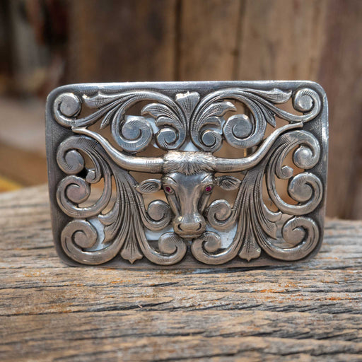 Troy West Vintage Silver Longhorn Buckle ACCESSORIES - Additional Accessories - Buckles Troy West