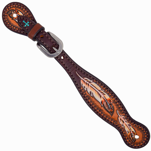 Weaver Turquoise Cross Coco Feather Ladies Spur Strap Tack - Spur Straps Weaver