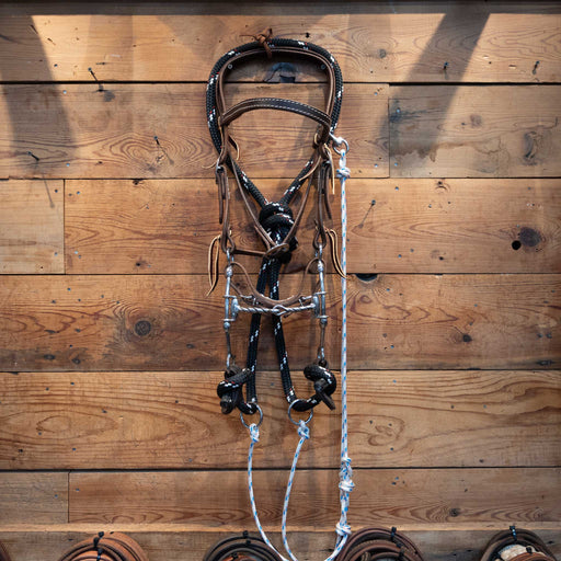 CHS Twisted DL Snaffle Gag Bridle Rig Tack - Training Cow Horse Supply