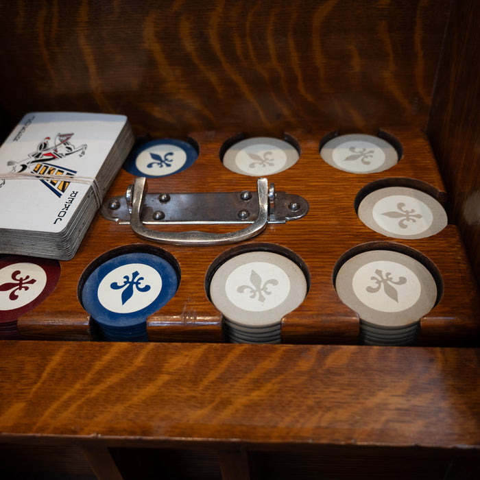 Vintage Clay Poker Chips Set w/Caddy Collectibles Teskey's