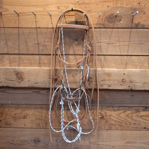 CHS DL Twisted Snaffle Bridle Rig w/German Martingale Tack - Training Cow Horse Supply