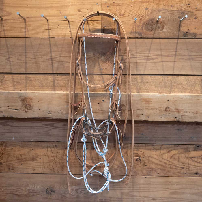 CHS DL Twisted Snaffle Bridle Rig w/German Martingale Tack - Training Cow Horse Supply