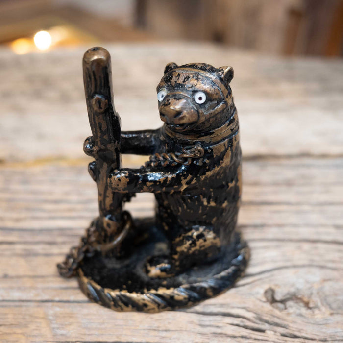 Vintage 1800's Match Safe Bear on a Chain "Put watch in Tree top"