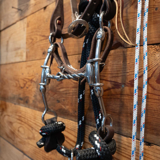 CHS Twisted DL Snaffle Gag Bridle Rig Tack - Training Cow Horse Supply
