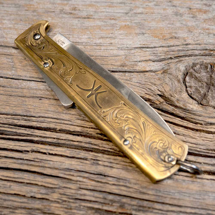 Kerry Kelley Engraved Brass Otter Pocket Knife Knives Kerry Kelley