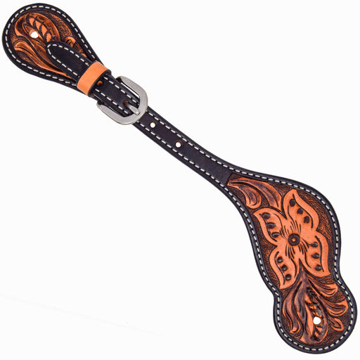Weaver Mens Turquoise Cross Floral Tooled Spur Straps Tack - Spur Straps Weaver