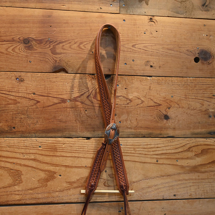 King's Saddlery Basketweave One Ear w/Copper Buckle Tack - Headstalls King's Saddlery