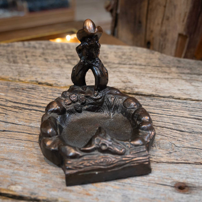 Vintage Western Big Hat Outlaw Bronze Ashtray