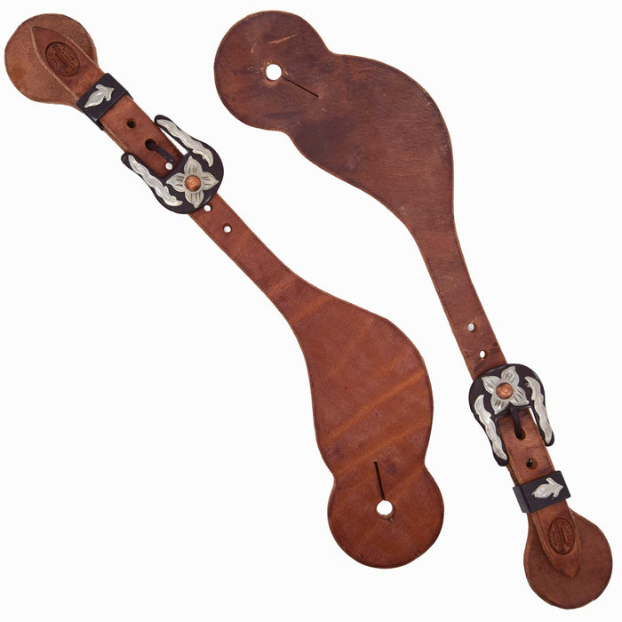 Teskey's Men's Contoured Spur Straps w/Floral Buckle Tack - Spur Straps Teskey's