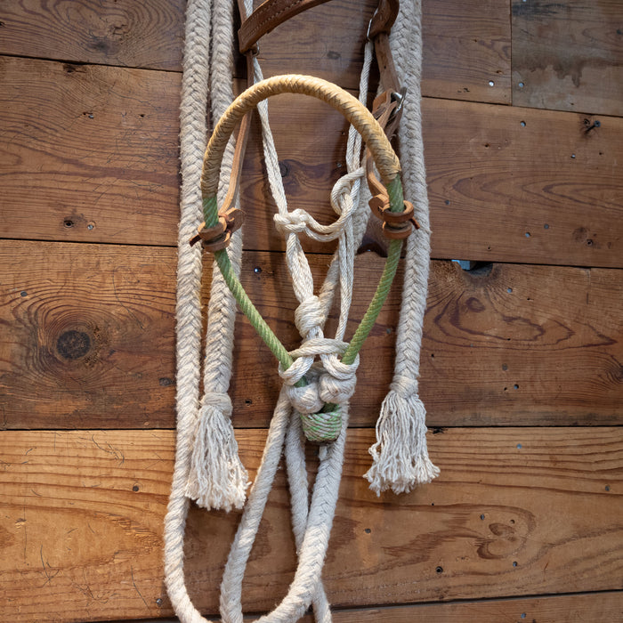 Rawhide Wrapped Lariat Bosal w/ Leather Browband