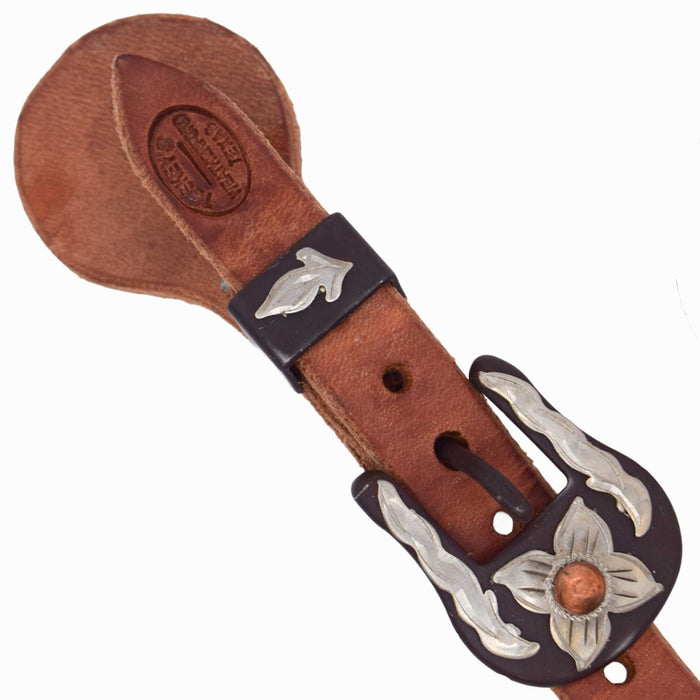 Teskey's Men's Contoured Spur Straps w/Floral Buckle Tack - Spur Straps Teskey's