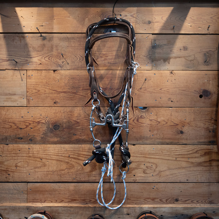 CHS High Port Sliding Gag Rig w/Martingale Tack - Training Cow Horse Supply