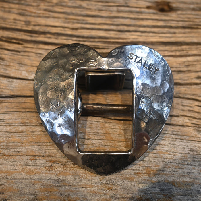 Staley 1" Hammered Silver Heart Headstall Buckle Tack - Conchos & Hardware Staley