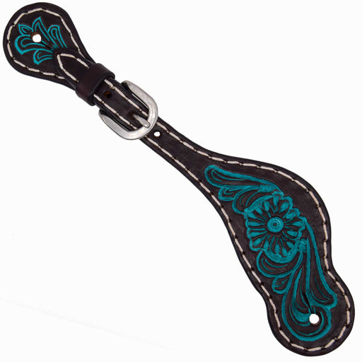 Weaver Turquoise Cross Carved Turquoise Flower Ladies Spur Straps Tack - Spur Straps Weaver