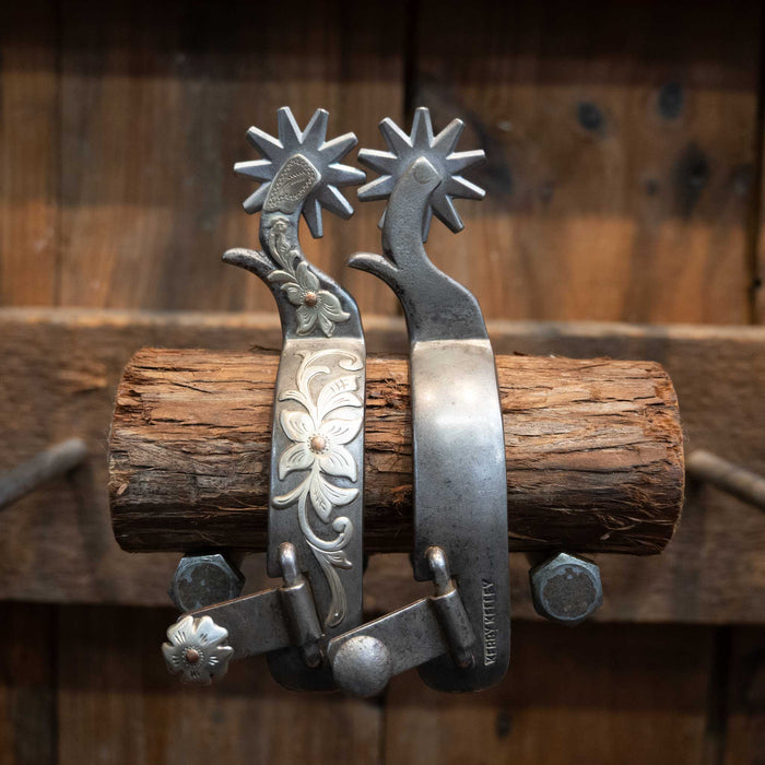 Kerry Kelley SIlver Mounted 10pt. Spurs Tack - Spurs Kerry Kelley