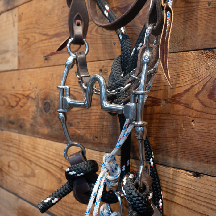 CHS High Port Sliding Gag Rig w/Martingale Tack - Training Cow Horse Supply