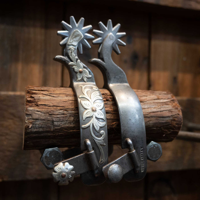 Kerry Kelley SIlver Mounted 10pt. Spurs Tack - Spurs Kerry Kelley