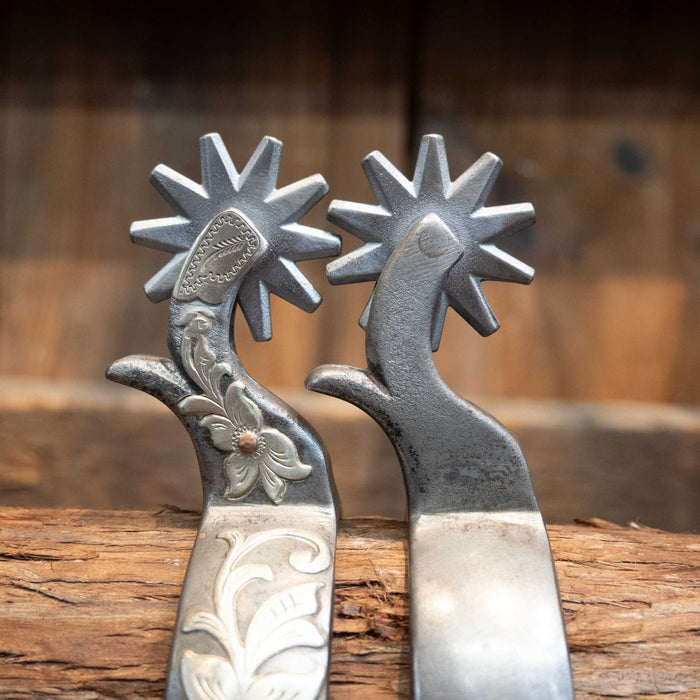 Kerry Kelley SIlver Mounted 10pt. Spurs Tack - Spurs Kerry Kelley