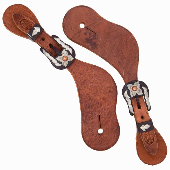 Teskey's Ladies Contoured Spur Straps w/Floral Buckle Tack - Spur Straps Teskey's